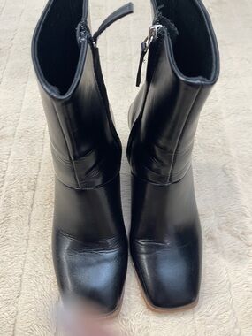 Time and Tru Black Square-Toe Ankle Booties